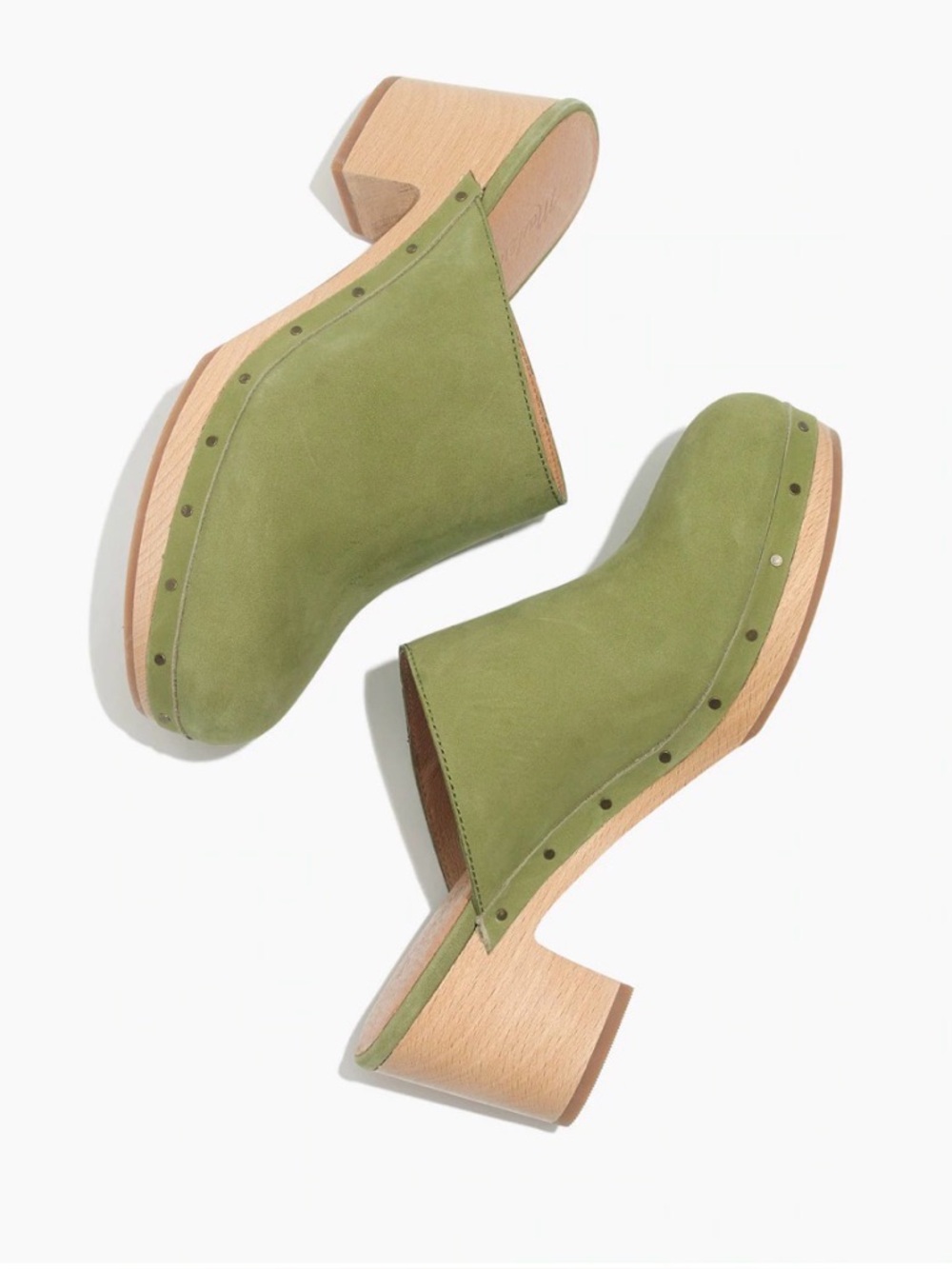 Madewell The Ayanna Clog Green Suede Size 9.5.